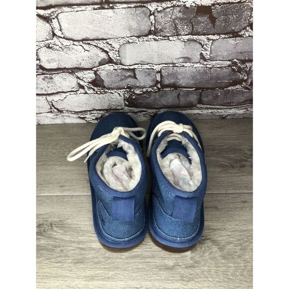 UGG Neumel Blue Fabric Fur WHT Lace Up Chukka Boots Men Sz 43EU/10M US 1117613